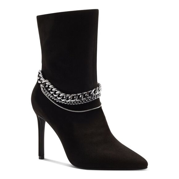INC Womens Black Removable Chain Reanna Pointed Toe Stiletto Booties 8.5 M - Picture 1 of 4